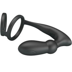 Pretty Love - Anneau Pénis Emoni + Plug Anal 12 Vibrations Noir